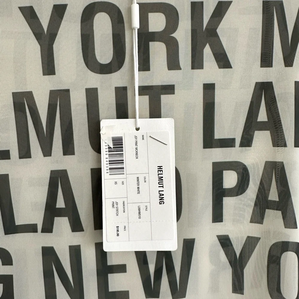 New With Tags Helmut Lang Black Logo Print Long Sleeve Top on Cream - Picture 12 of 14